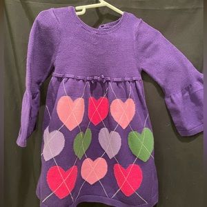 Gymboree Baby/Toddler Girl Sweater Dress Purple Hearts Size  18-24 Months EUC